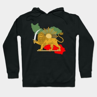 Iran, Persia, map & flag - Lion and Sun iconic sign for the Persian Hoodie